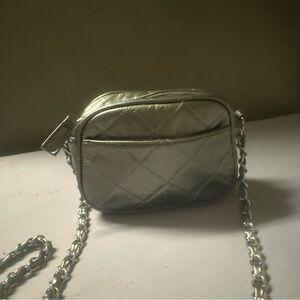 PURSE QUILTED CHAIN SHOULDER BAG  Silver,
